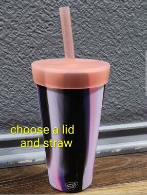 NWOT Silipint 22 oz Straw Tumbler Northern Lights Purple Pink Black